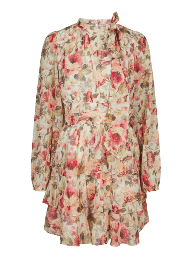 Mia Vintage Flower Dress Creme