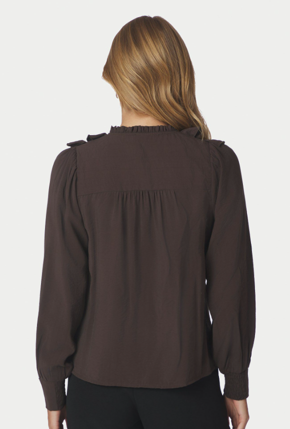Larine Ruffle Blouse Dark Brown