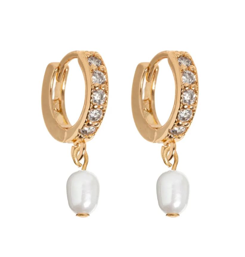 Pearl Crystal Earring Hoops