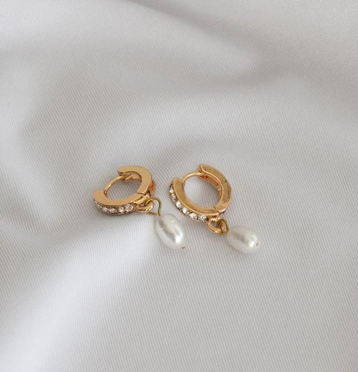 Pearl Crystal Earring Hoops