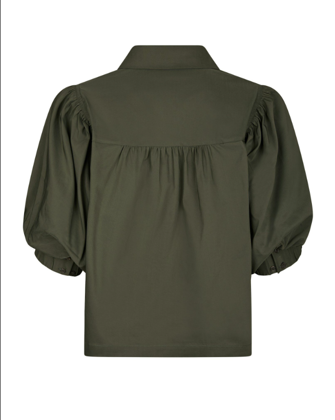 Etta Poplin Shirt Army