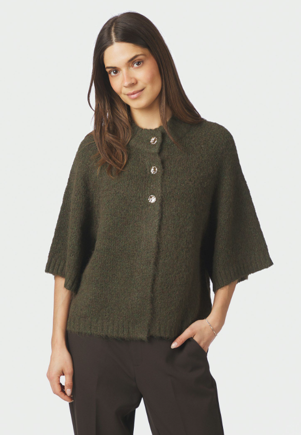 Benuta Fluffy Knit Cardigan Army