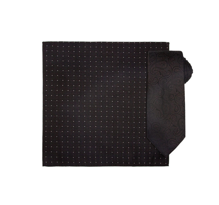 Silkeslips+lommetørkle Paisley Brun