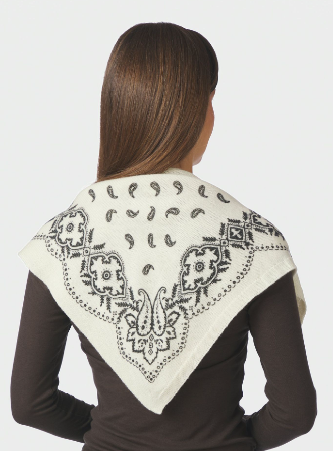 Adelina Paisley Knit Scarf Off White
