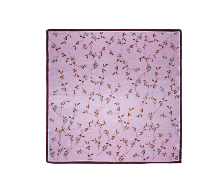 Skjerf Blomstret Silke 70x70 New Vinrød