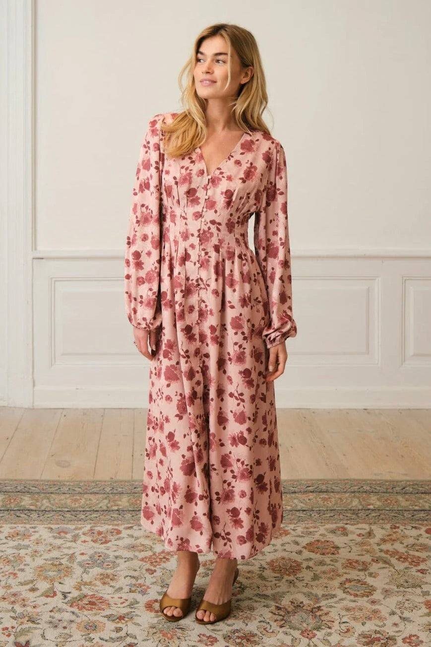 Jellie Print Dress Dusty Rose