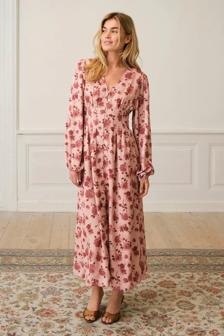 Jellie Print Dress Dusty Rose