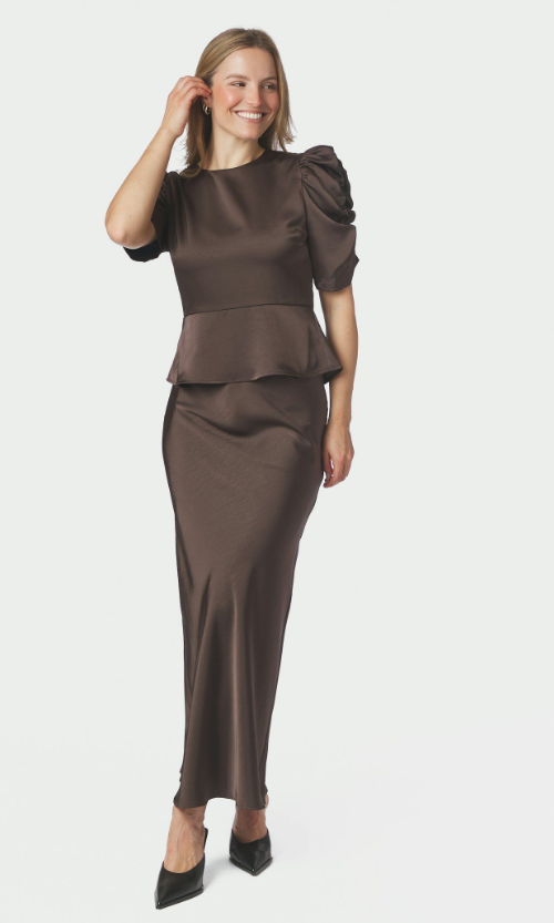 Benua Heavy Sateen Blouse Dark Brown