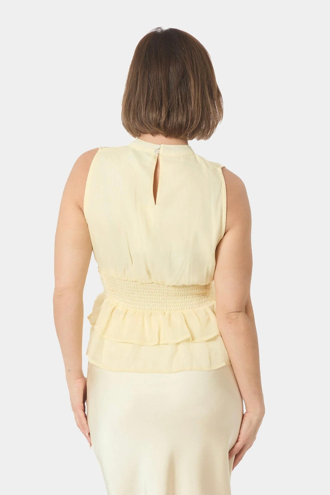 Ansol Solid Chiffon Top Light Yellow