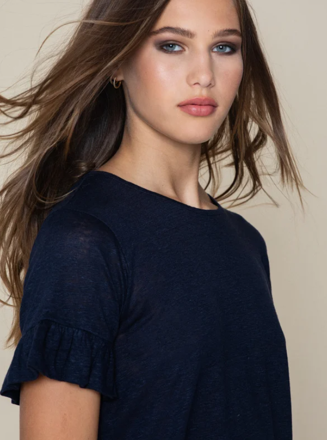 Lara Linen Tee Navy