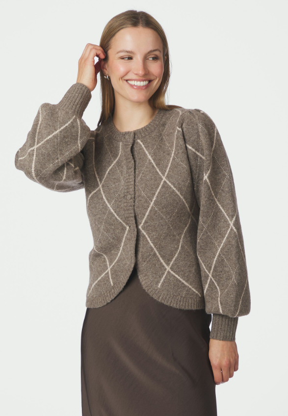 Koteas Check Knit Cardigan Taupe