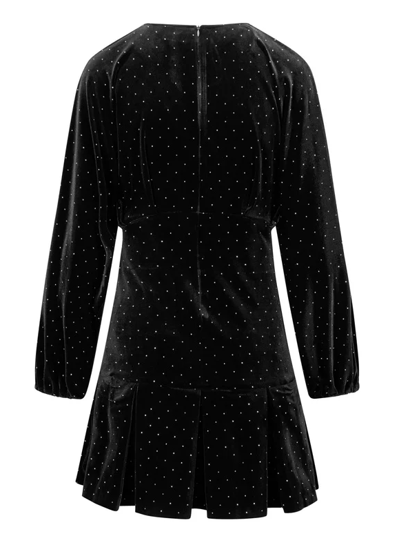 Jamal Stud Velour Dress Black