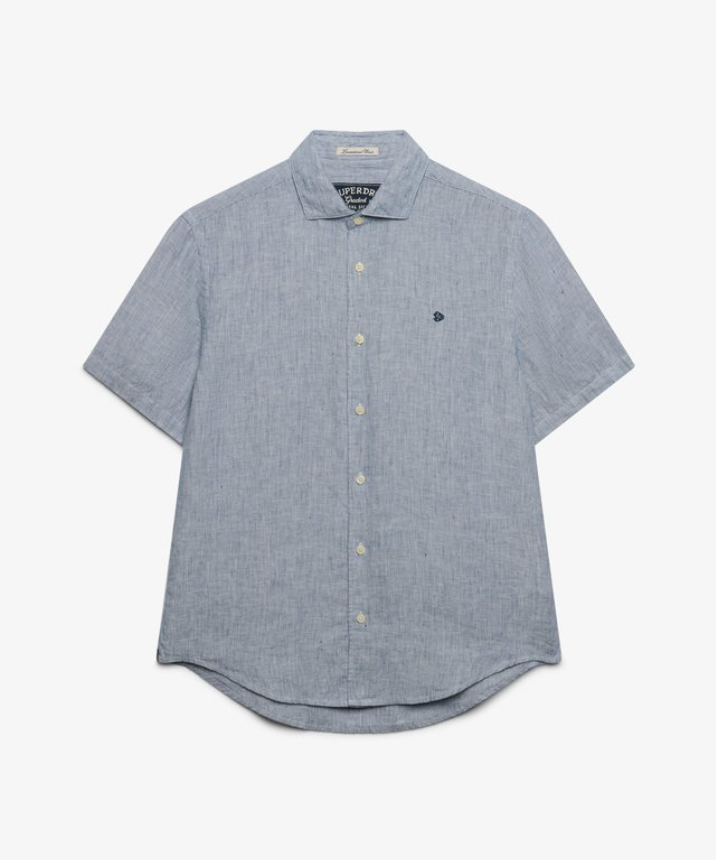 Riviera S/S Linen Shirt Ticking Navy Stripe