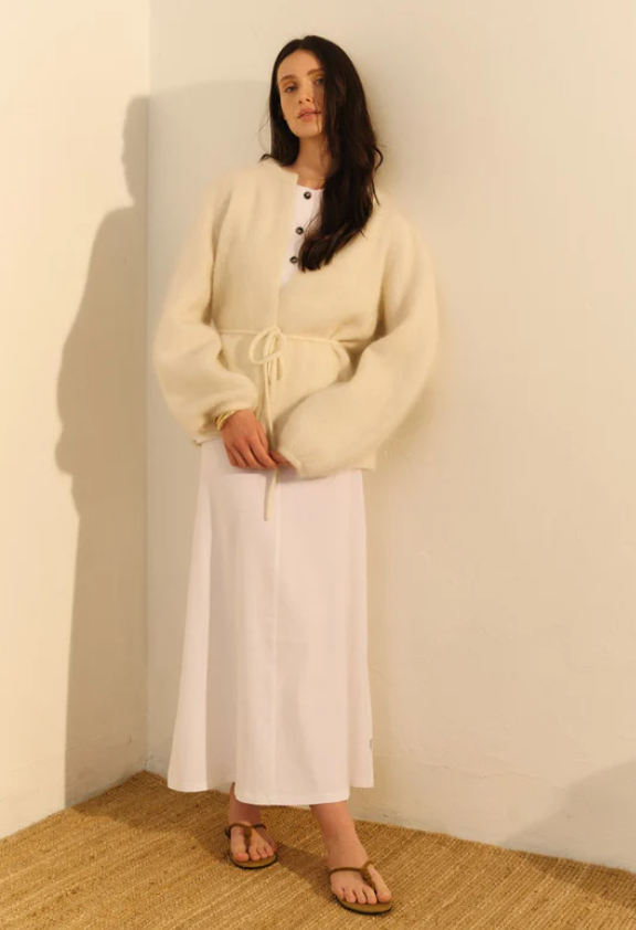 Fredrikke Chunky Cardigan Bright -White