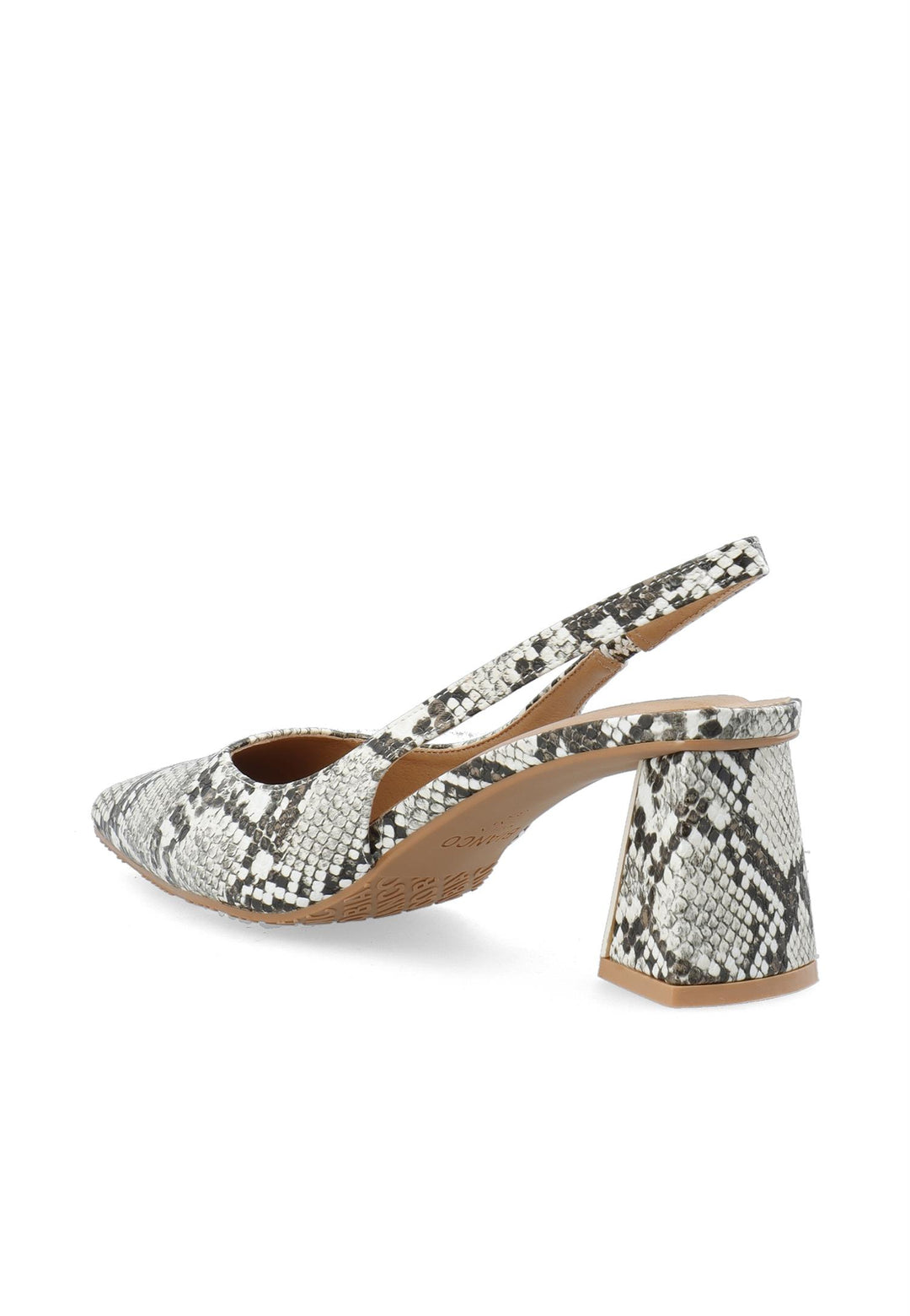 BIAMARALYN Slingback Faux Leather White Snake
