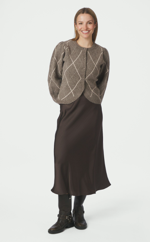 Koteas Check Knit Cardigan Taupe