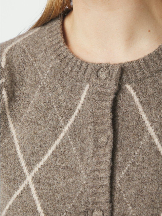 Koteas Check Knit Cardigan Taupe