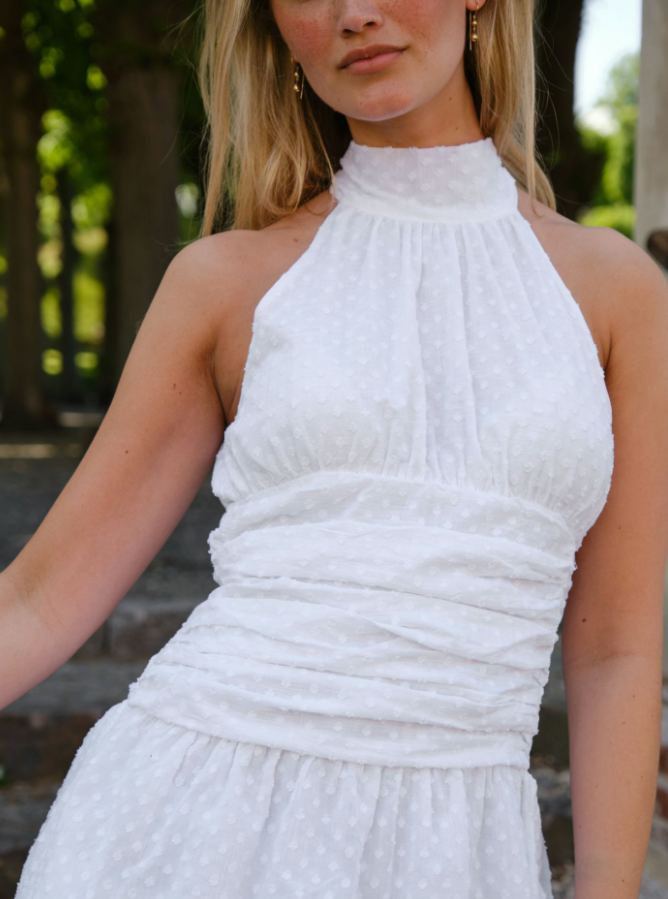 Amaris Dobby Dress White
