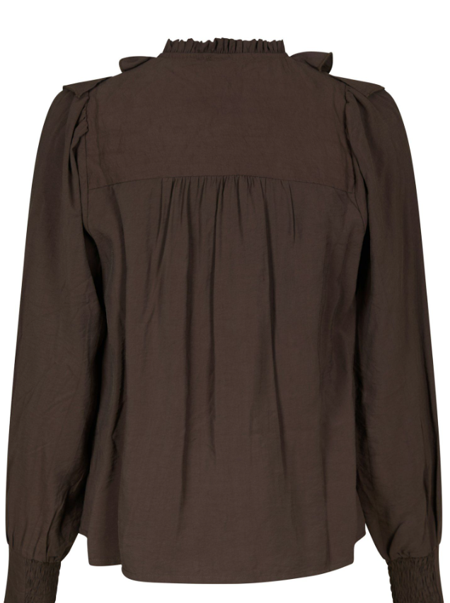 Larine Ruffle Blouse Dark Brown