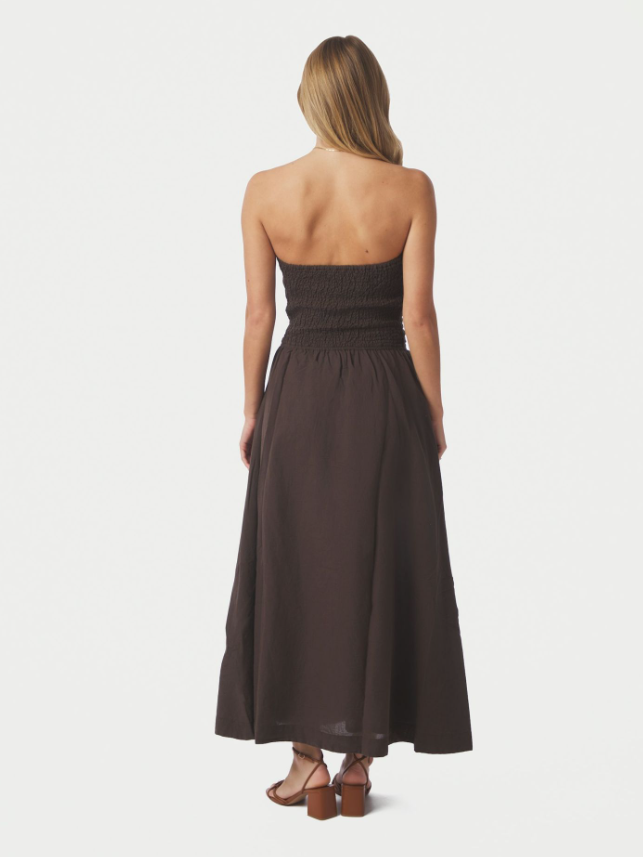 Kima Linen Dress Dark Brown