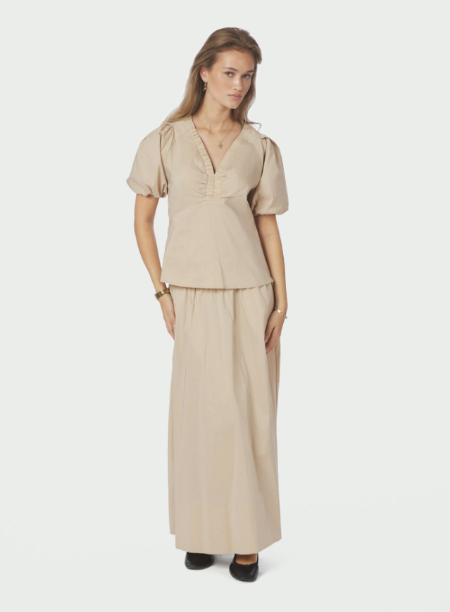 Irina Poplin Blouse Dark Sand