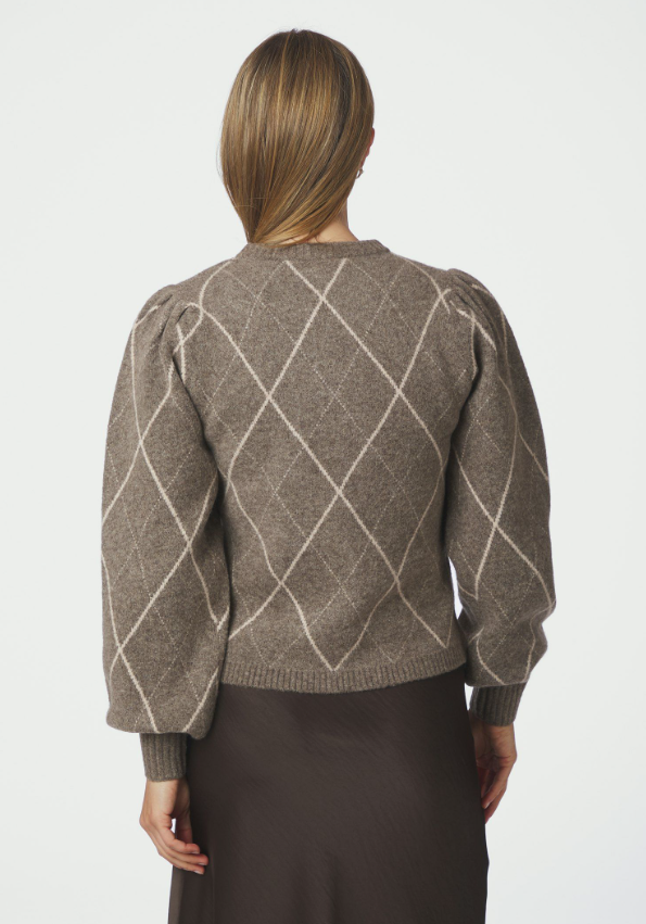 Koteas Check Knit Cardigan Taupe