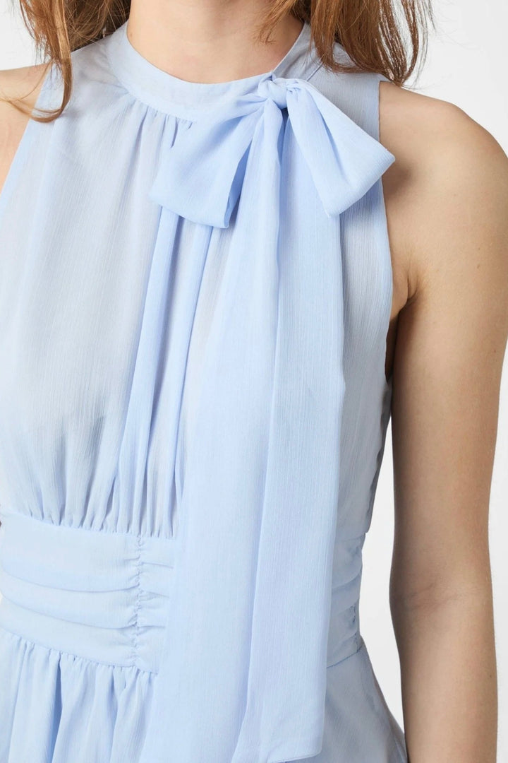 Marli Solid Chiffon Dress Light Blue
