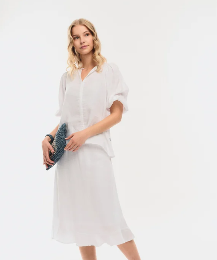 Anna Linen Top White