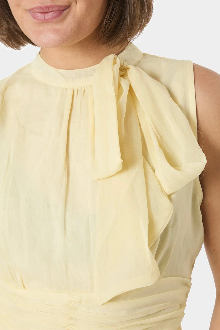 Ansol Solid Chiffon Top Light Yellow