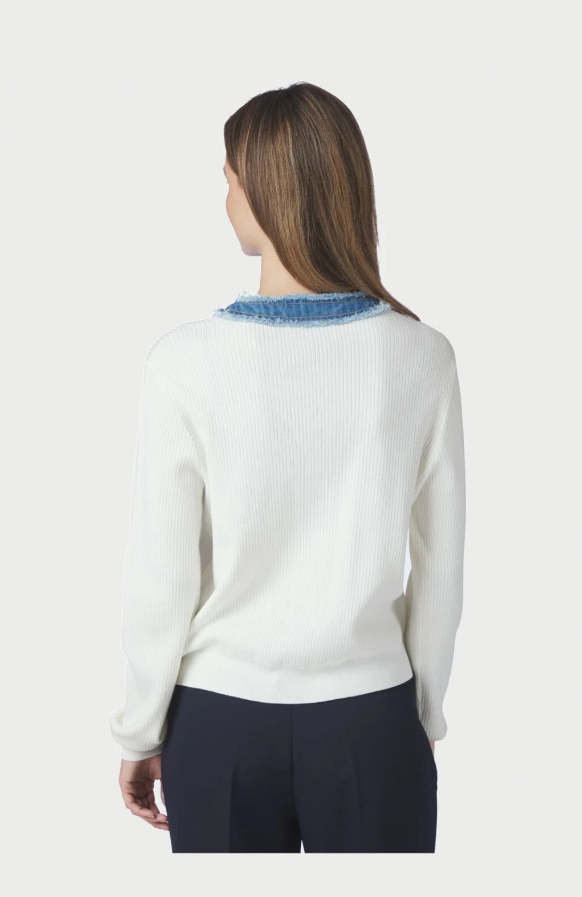 Zelma Knit Denim Cardigan Offwhite