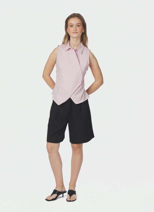 Celest Check Top Light Pink