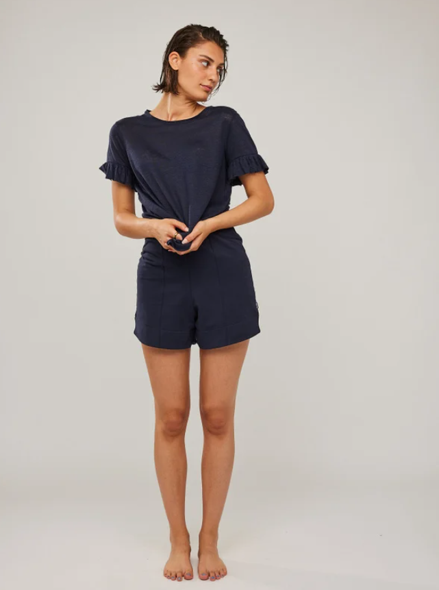 Lara Linen Tee Navy
