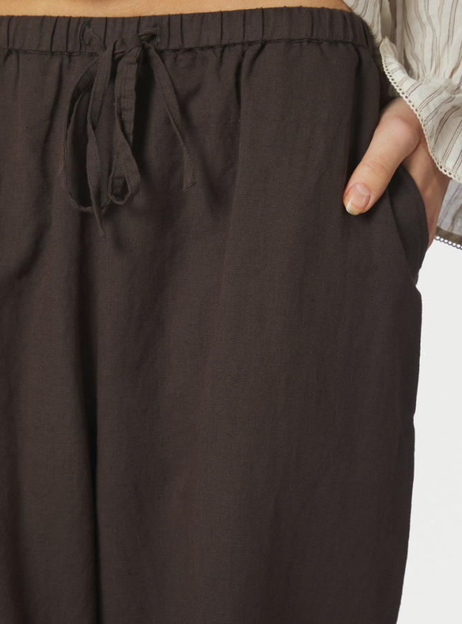 Heifa Linen Pants Production Dark Brown