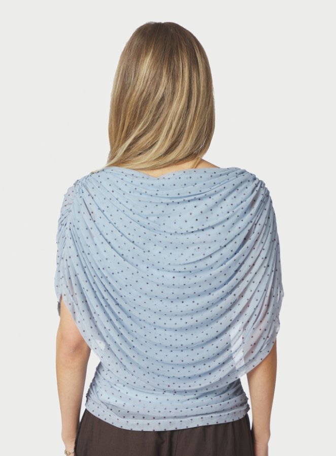 Cottuna Dot drapy Mesh Top Light Blue