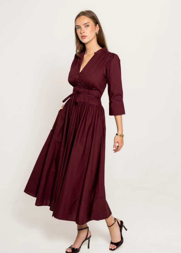 Maria Dress Rich Maroon