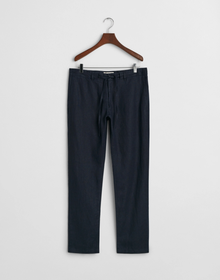 Reg Linen DS Pants Evening Blue