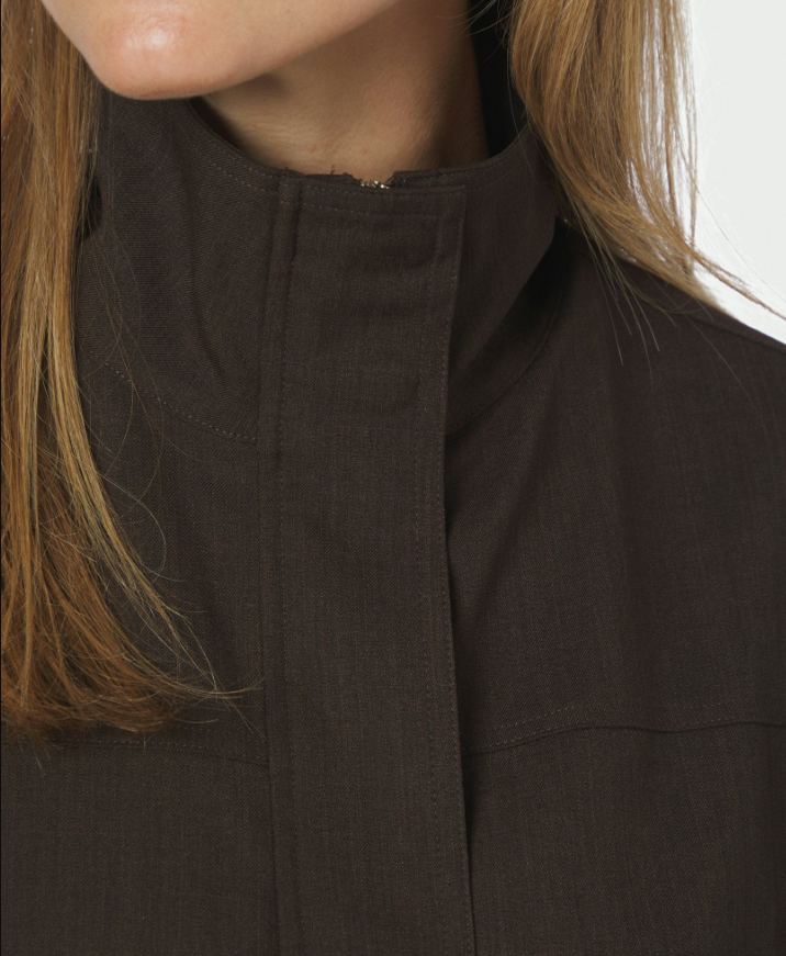 Felicity Zip Blouse Dark Brown