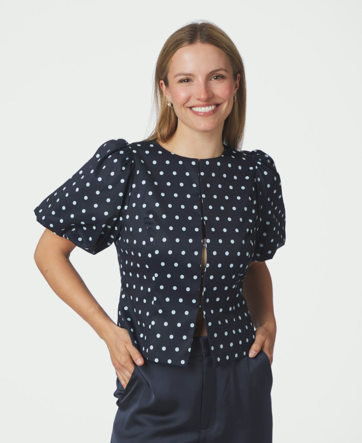 Anela Dot Blouse Navy