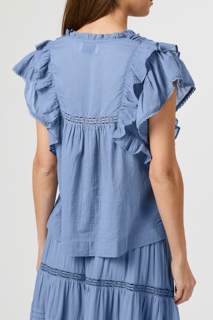 Jayla S Voile Top Smoke Blue