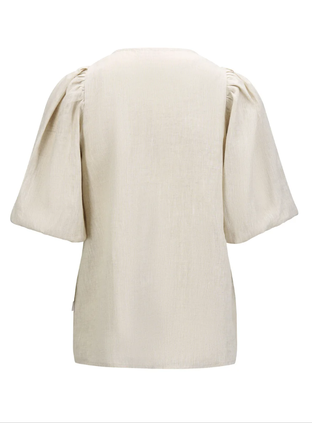 Anna Linen Top Beige Melange