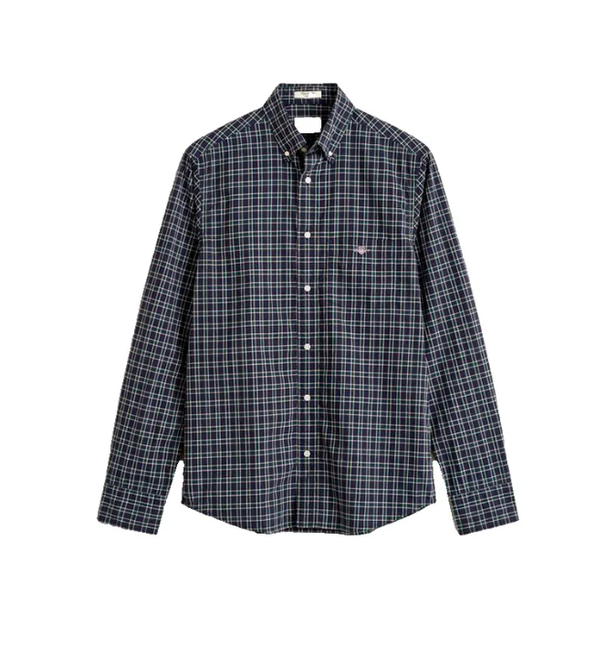 Reg Poplin Check Shirt Evening Blue