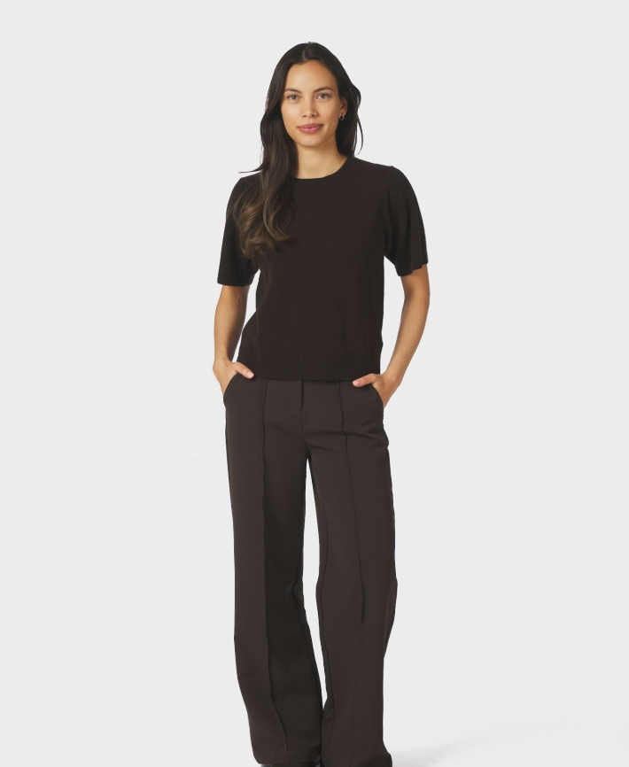 Missy Wool Knit Tee Dark Brown