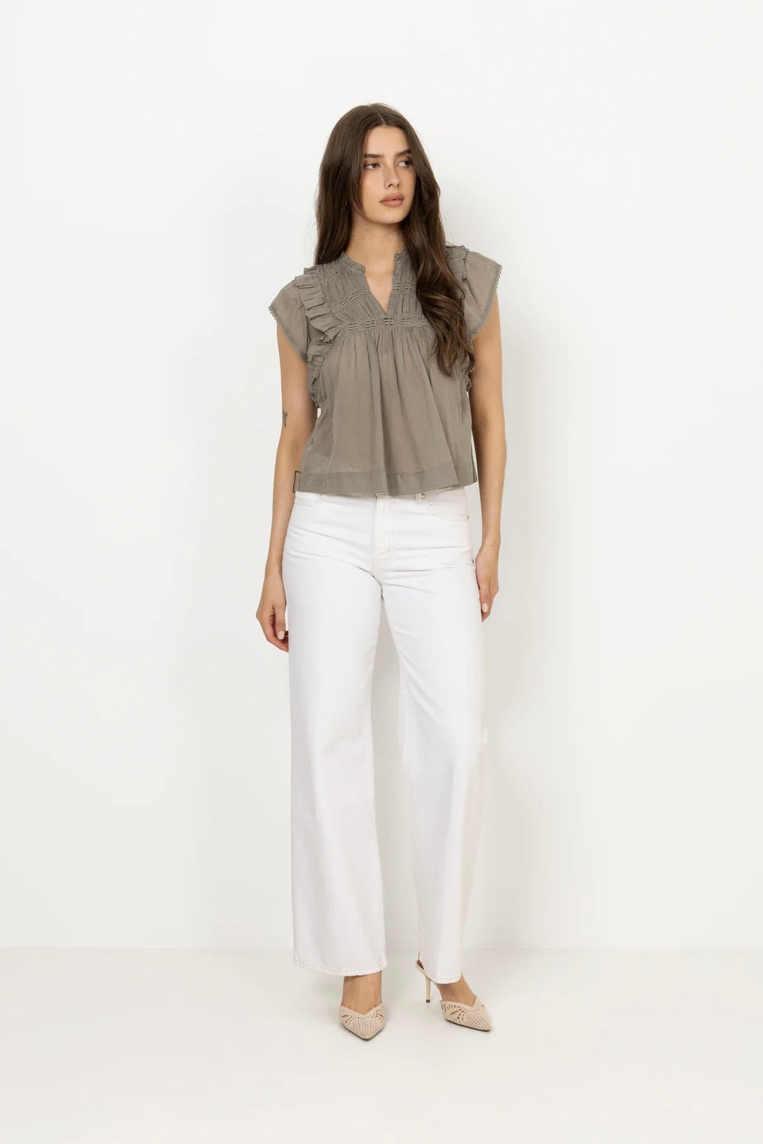 Jayla S Voile Top Smoke Green