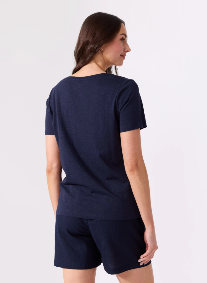 Ava V-Neck T-Shirt Mood Indigo