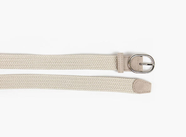 Frida Flettet Strikkbelte Oval Beige