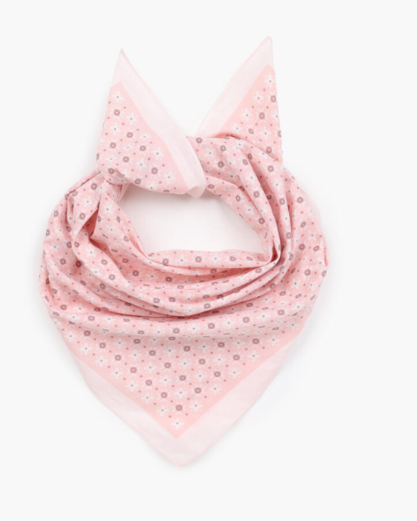 Skjerf Ditsy Mønster 65x65 cm Lys Rosa