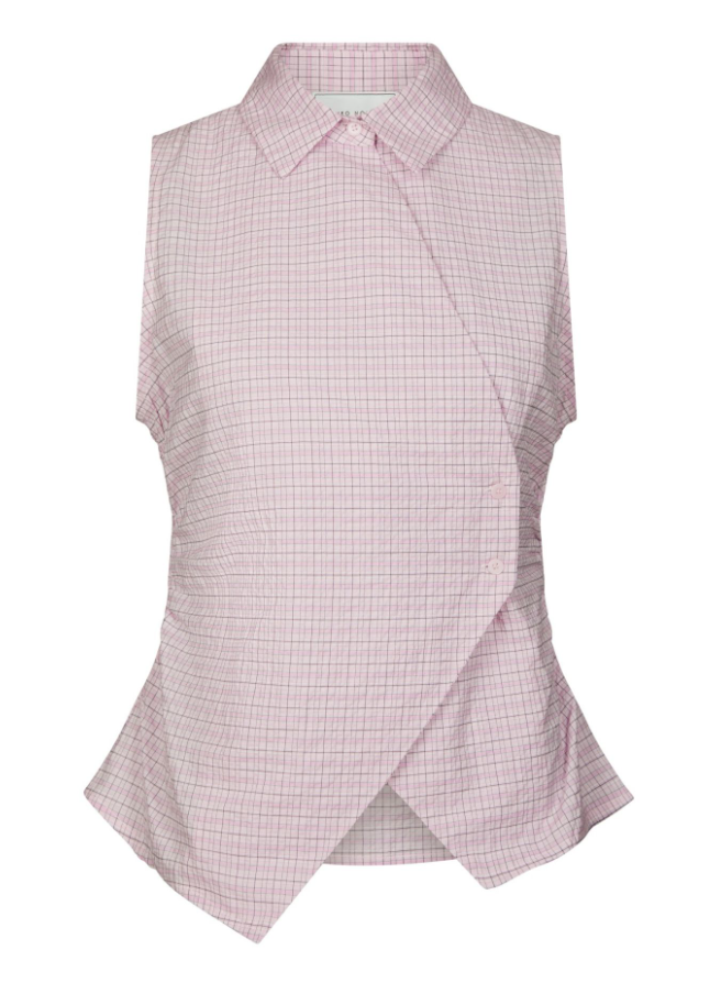 Celest Check Top Light Pink