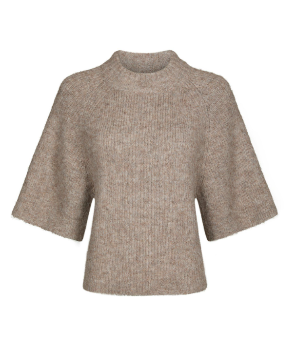 Bandi Fluffy Knit Blouse Beige Melange
