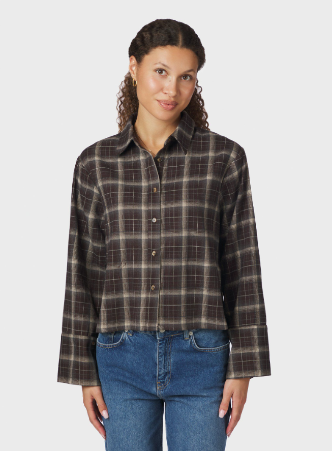 Jaylin Flannel Check Shirt Dark Brown