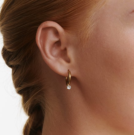 Oline - Crystal Hoop Earrings  Stainless Steel